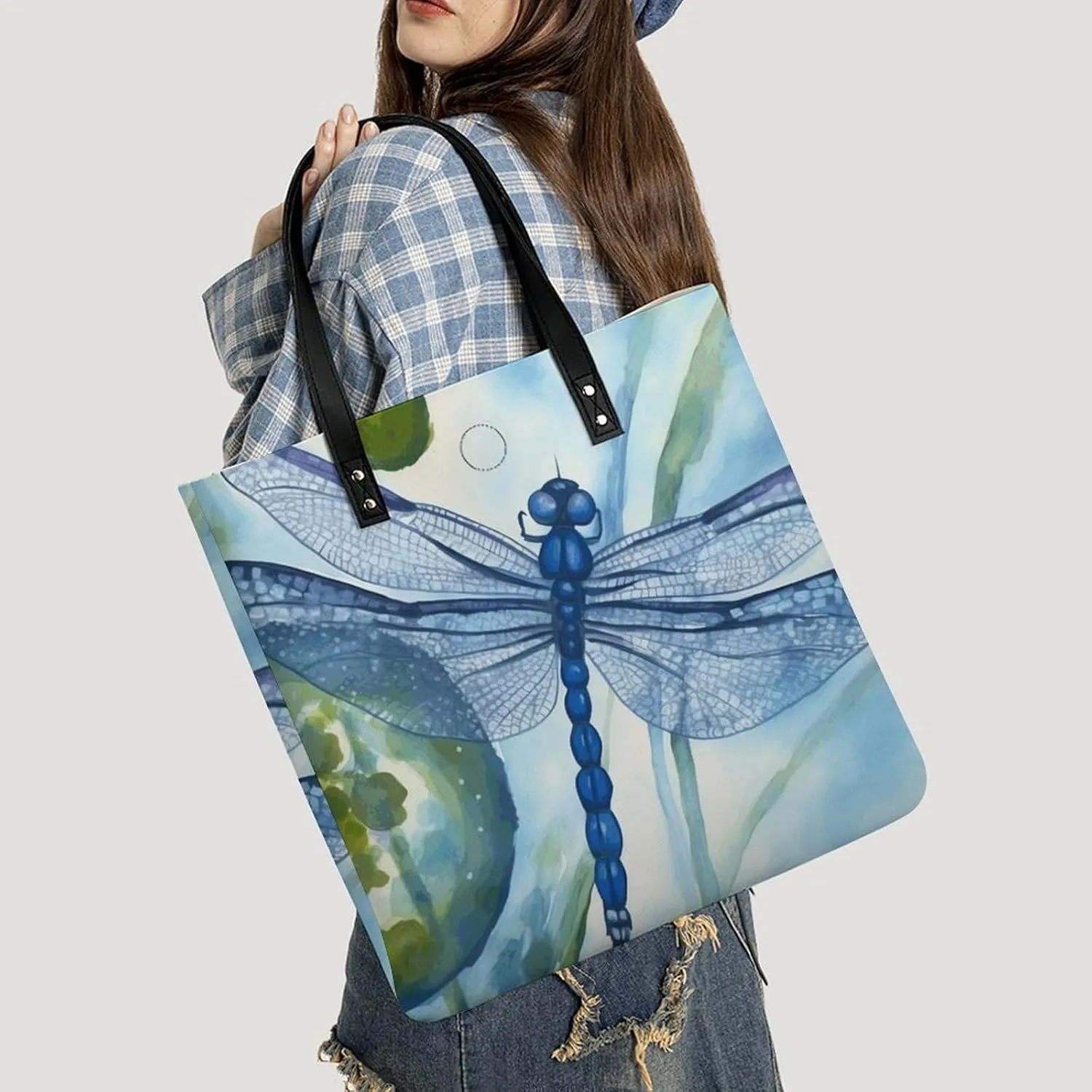 Leather Handbag for Women Tote Bag with Magnetic Buckle Cute Cockatiel Crossbody Bag Shoulder Bag