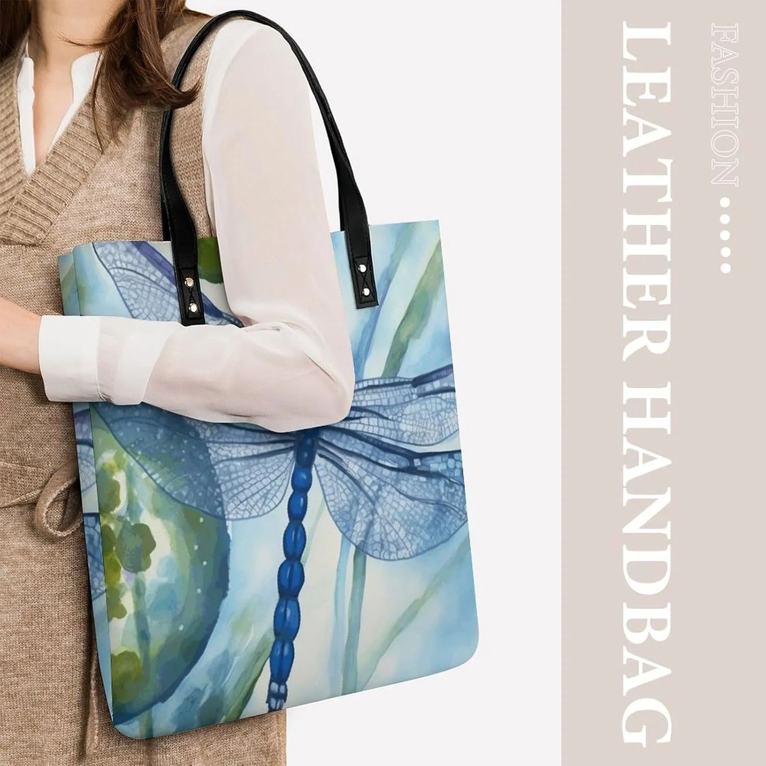 Leather Handbag for Women Tote Bag with Magnetic Buckle Cute Cockatiel Crossbody Bag Shoulder Bag