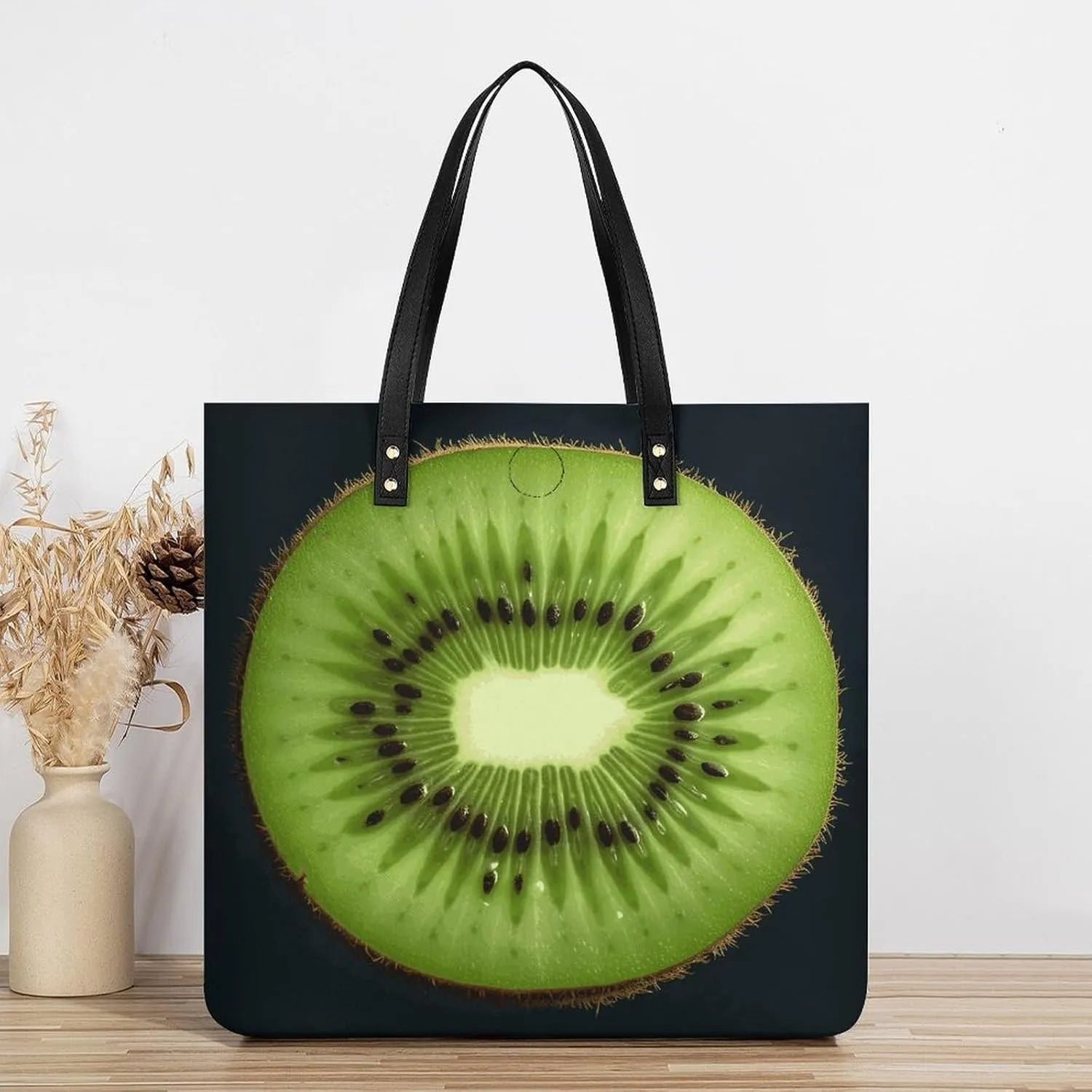 Leather Handbag for Women Tote Bag with Magnetic Buckle Kiwi Slice Crossbody Bag Shoulder Bag