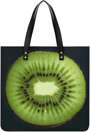Leather Handbag for Women Tote Bag with Magnetic Buckle Kiwi Slice Crossbody Bag Shoulder Bag