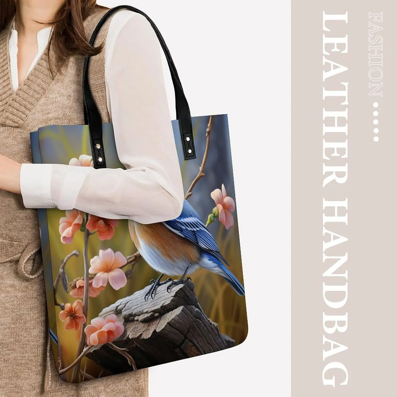 Leather Handbag for Women Tote Bag with Magnetic Buckle Visual Illusion Crossbody Bag Shoulder Bag
