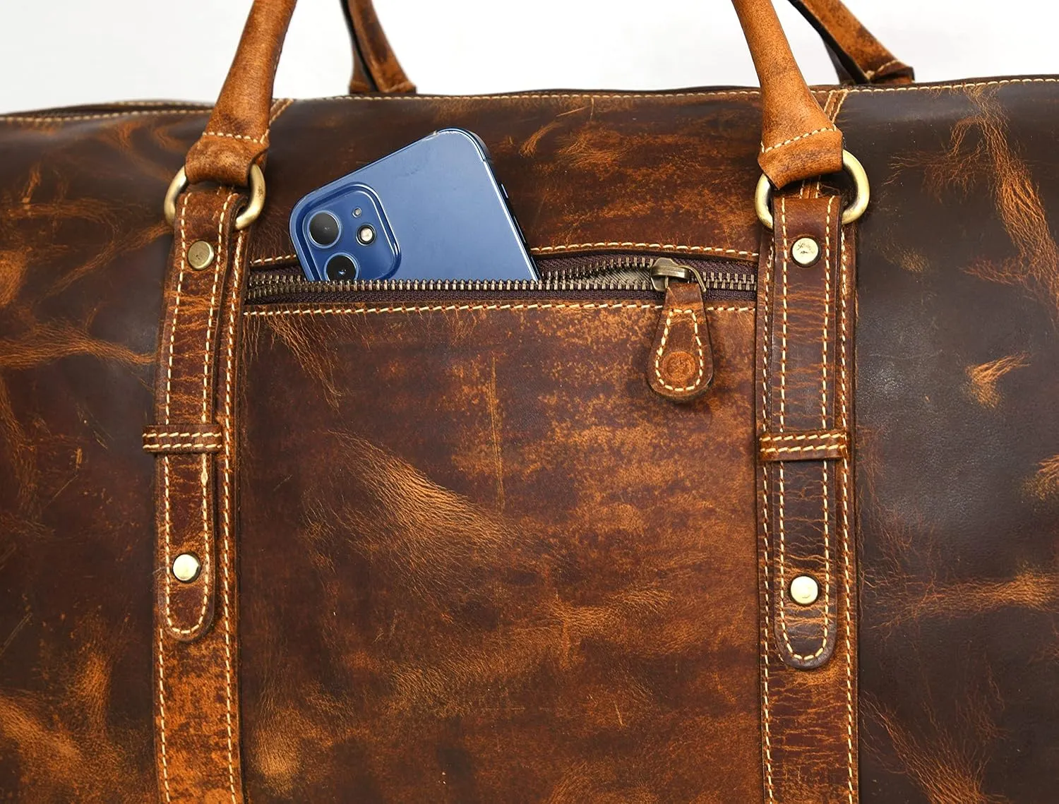 Leather Travel Duffel Bag | Gym Sports Bag Airplane Luggage Carry-On Bag | Gift for Father's Day by Aaron Leather Goods