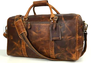 Leather Travel Duffel Bag | Gym Sports Bag Airplane Luggage Carry-On Bag | Gift for Father's Day by Aaron Leather Goods