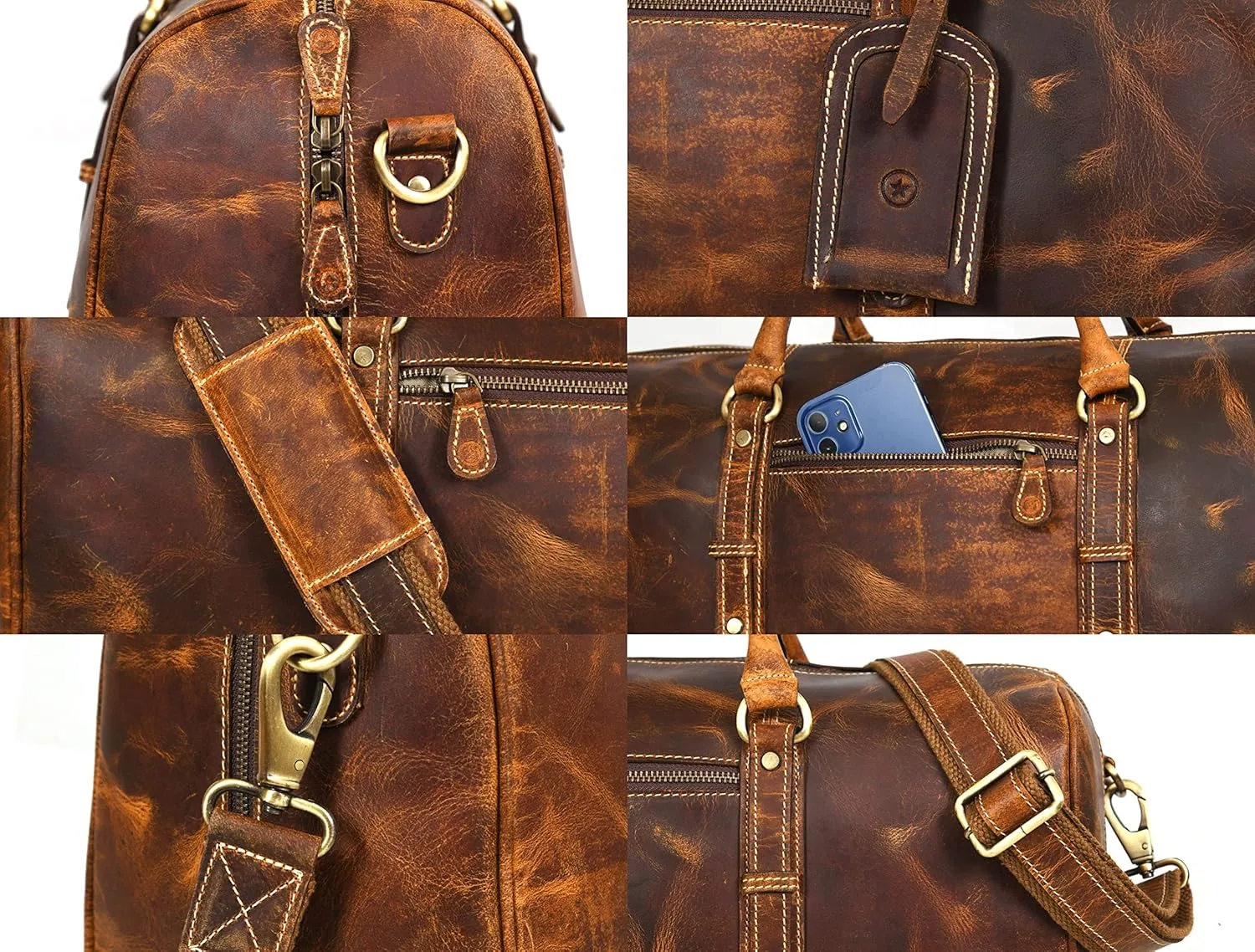 Leather Travel Duffel Bag | Gym Sports Bag Airplane Luggage Carry-On Bag | Gift for Father's Day by Aaron Leather Goods