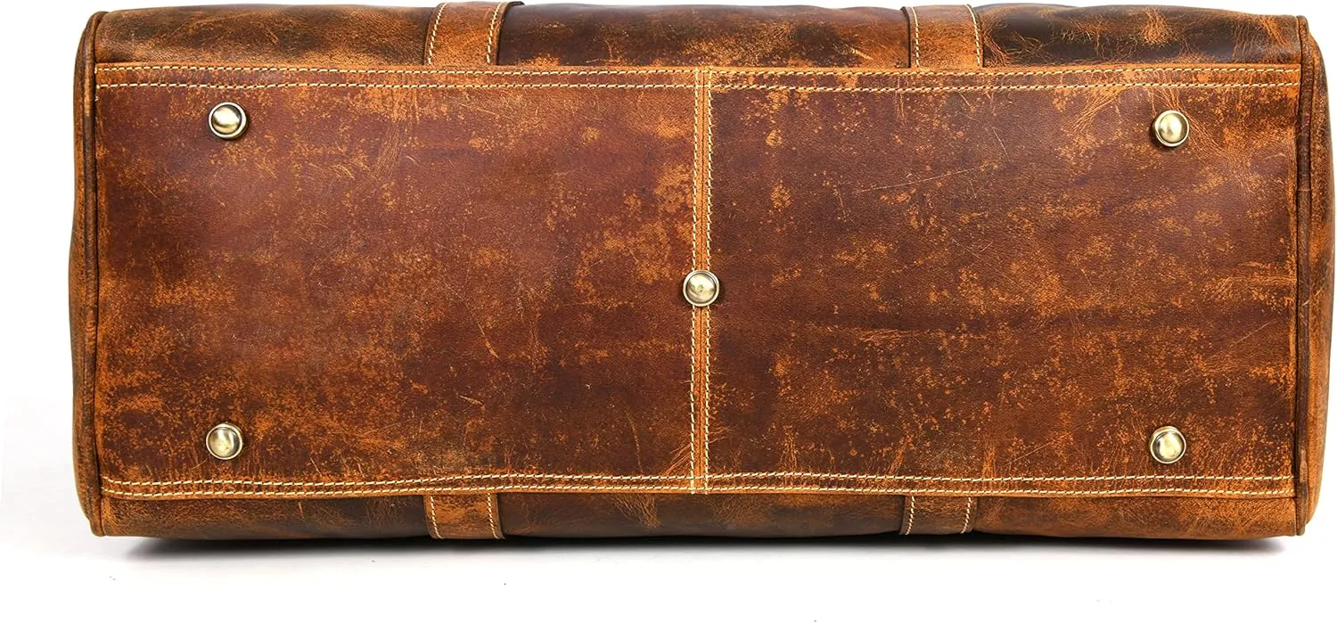 Leather Travel Duffel Bag | Gym Sports Bag Airplane Luggage Carry-On Bag | Gift for Father's Day by Aaron Leather Goods