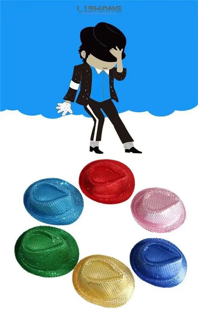 LED Shiny Sequin Women Fedora Hat Derby Cap Party Men Children Jazz Hats