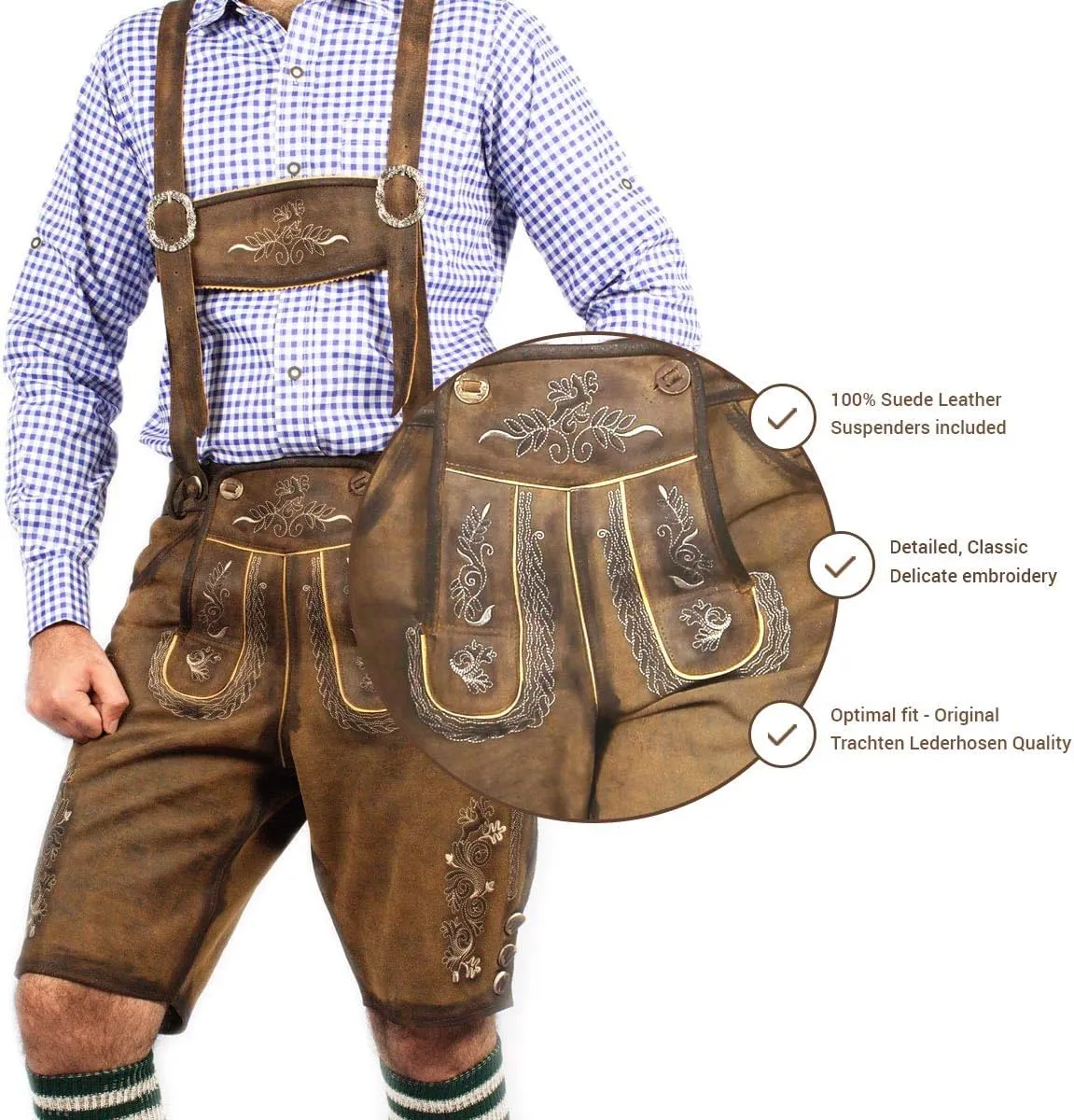 Lederhosen Store | Oktoberfest Bavarian Short Lederhosen Men | Traditional Authentic German Outfit