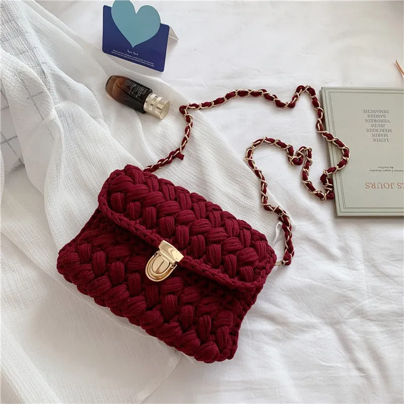 LeSac Mini Chunky Braid Knit Flap Bags