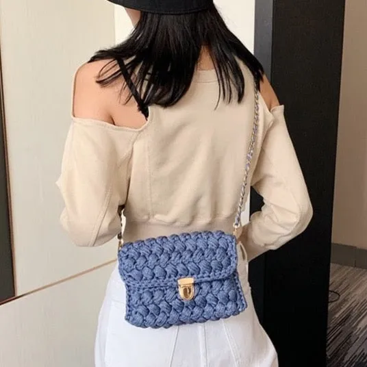 LeSac Mini Chunky Braid Knit Flap Bags
