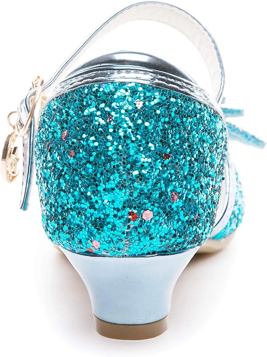 Little Girl's Sparkle Party Wedding Sandals Bow Strap Low Heels Princess Dress Shoes