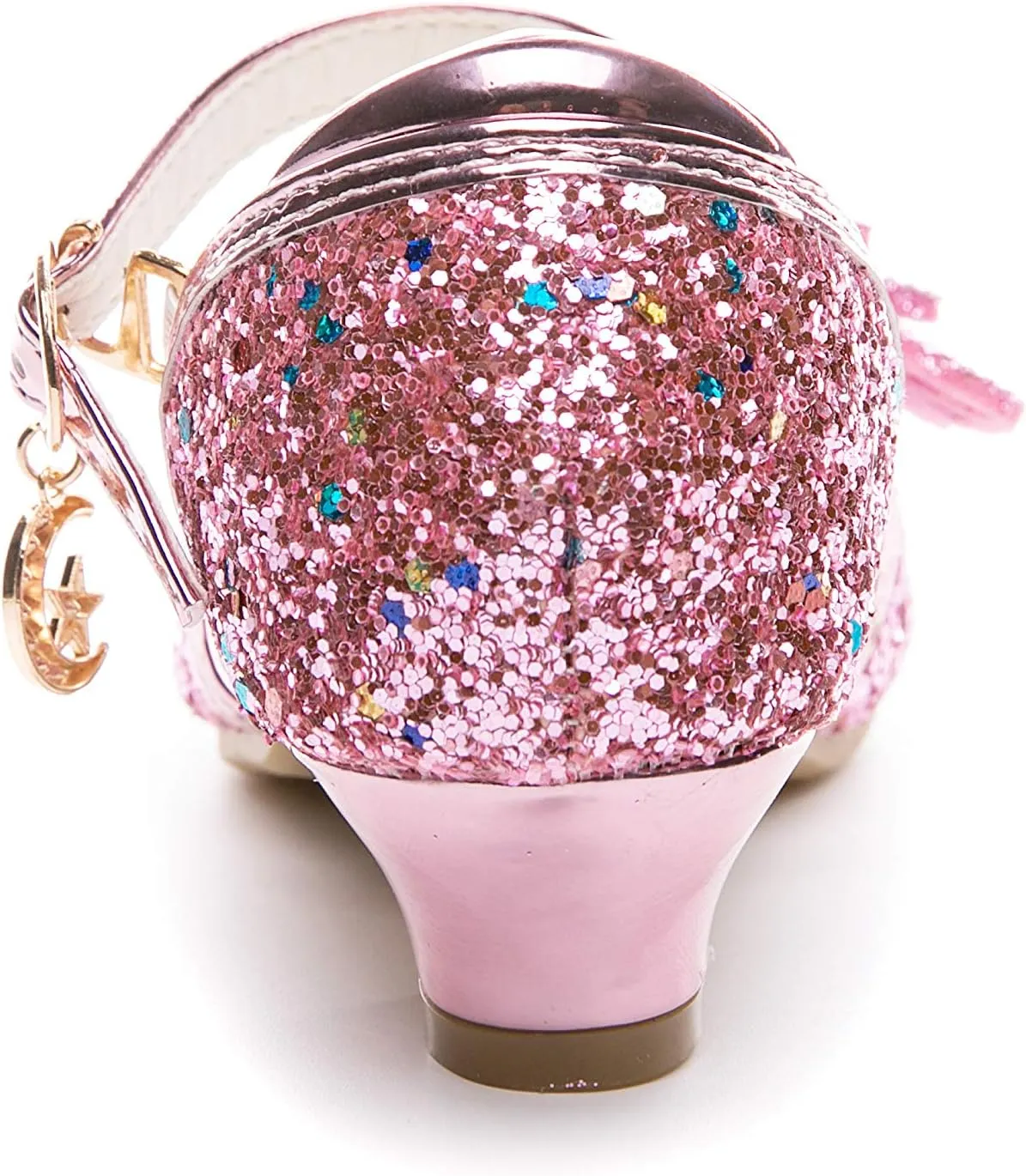 Little Girl's Sparkle Party Wedding Sandals Bow Strap Low Heels Princess Dress Shoes