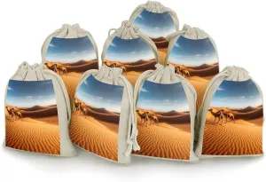 LLUTSNTH Muslin Bags Drawstring Bag Jewelry Pouch Sand Dunes In The Sahara Desert Drawstring Pouch Gift Pouches Reusable Sachet Bag Cloth Bags for Party Wedding Home Storage Natural Color 8pcs