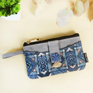 Long Mini Wallet - Grey Madhubani