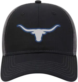 Longhorn Bullhead Leatherette Patch 6 Panel Low Profile Mesh Back Trucker Hat - for Men and Women