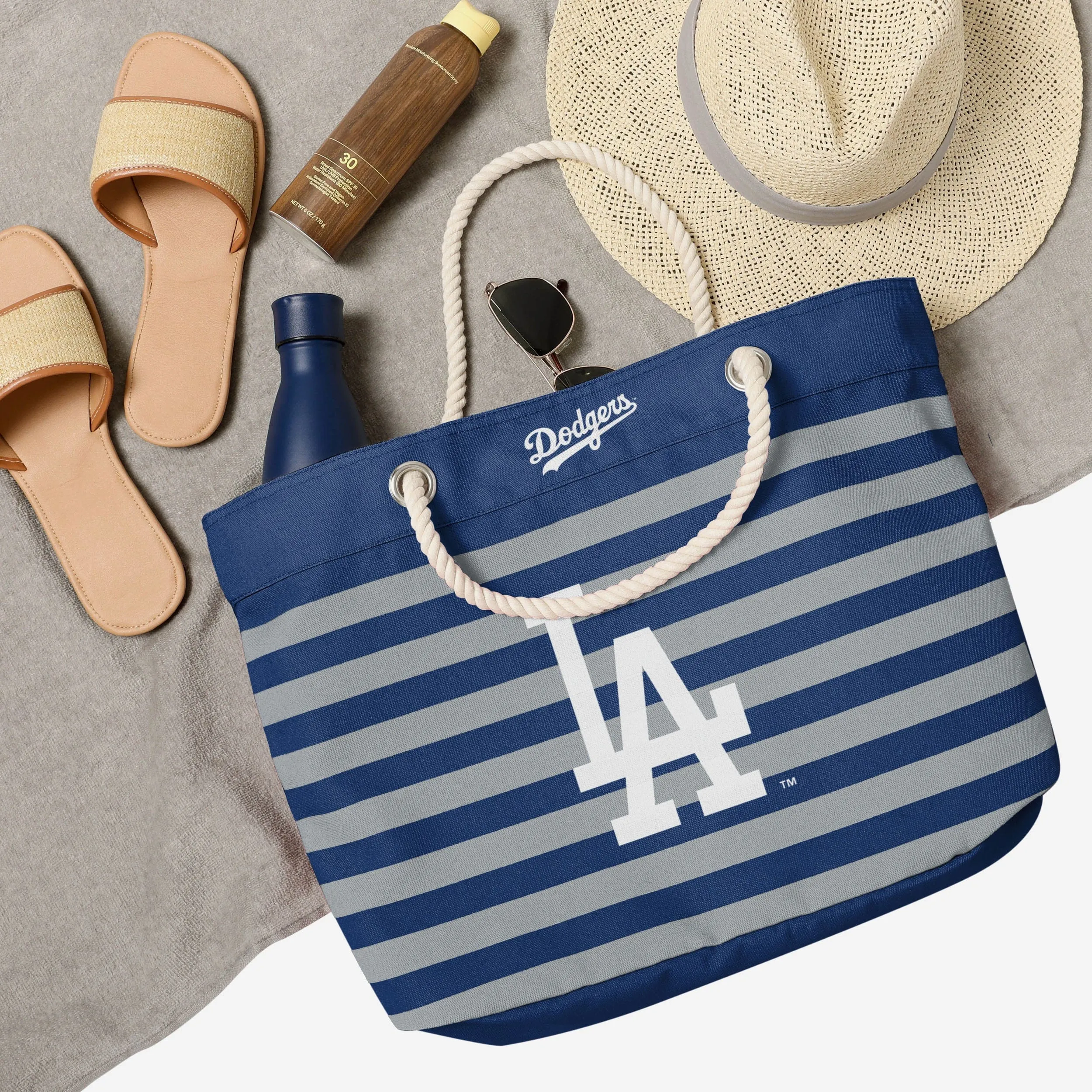 Los Angeles Dodgers Nautical Stripe Tote Bag