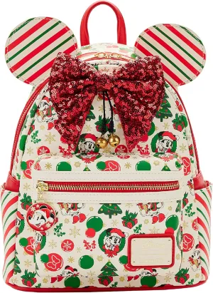 Loungefly Minnie Mouse Christmas Holiday Themed Womens Double Strap Shoulder Bag Purse