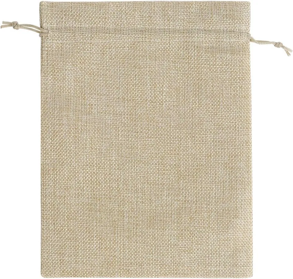 Lucky Monet 25/50/100PCS Burlap Gift Bags Wedding Hessian Jute Bags Linen Jewelry Pouches with Drawstring for Birthday, Party, Wedding Favors, Present, Art and DIY Craft (50Pcs, Cream, 7” x 9”)