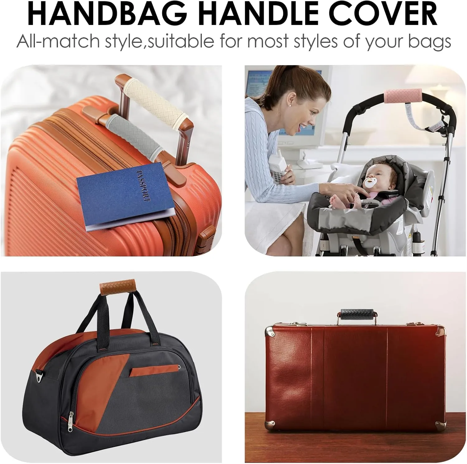 Luggage Handle Wraps -Suitcase Handle Wraps Travel Bag Handle Covers Suitcase Identifier Luggage Makers Covers(3Pcs-Grey)