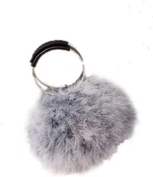 LVCOMEFF Women Furry Mini Handbag Wallet Round Purse Real Ostrich Feather Fluffy Plush Luxurious