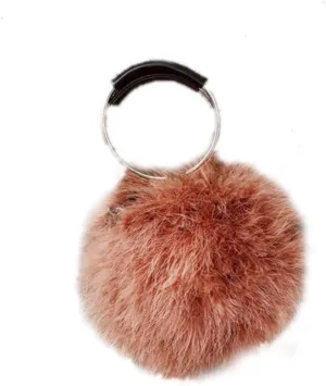 LVCOMEFF Women Furry Mini Handbag Wallet Round Purse Real Ostrich Feather Fluffy Plush Luxurious