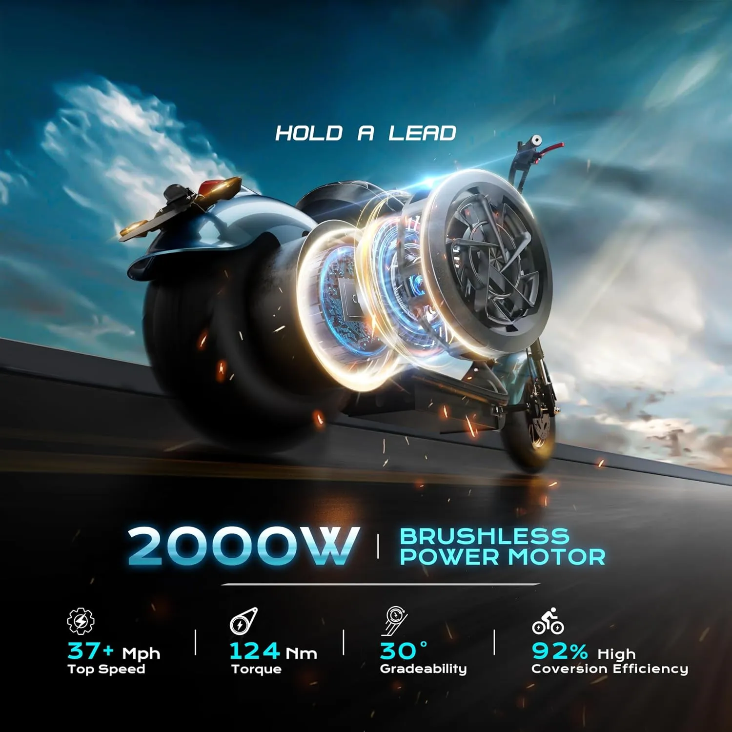 M1P Electric Motorcycle for Adults, 2000W Motor 37mph, 40  Miles Range with 60V 30Ah Battery, Full Suspension, Hydraulic Brakes,Street Legal Electric Motorcycle for Commuting