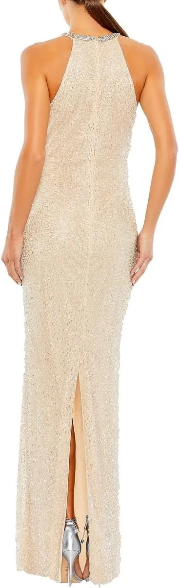 Mac Duggal 93742 Halter Dress for Evening - Classy Beaded Dress for Women