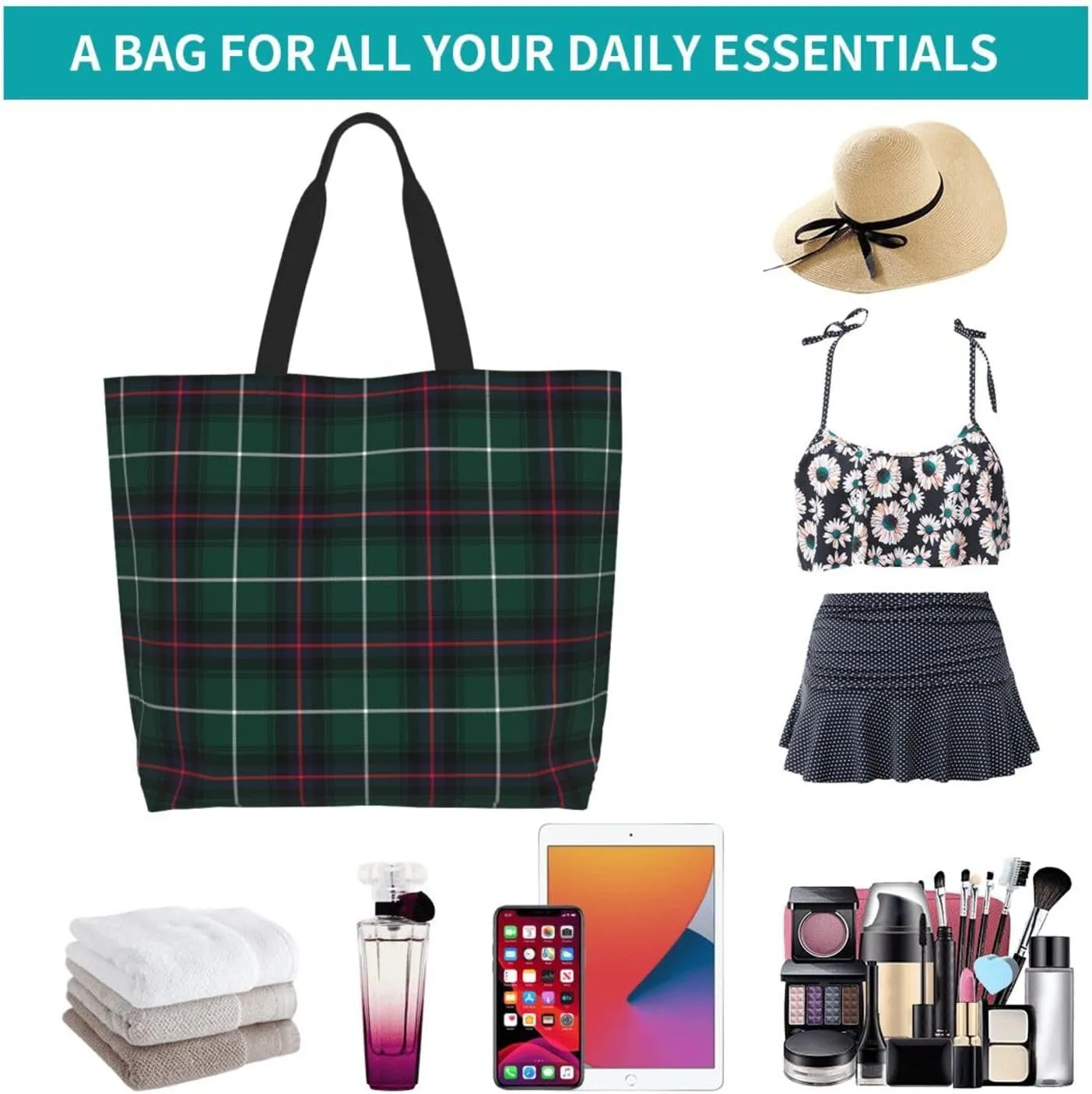 Macduff Dress Ancient Tartan Tote Bag For Women Weekender Travel Bag Reusable Grocery Bags Large Totes Handbags