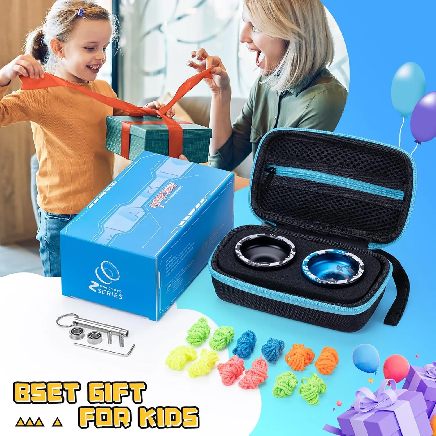 MAGICYOYO V3 Yoyos Professional Responsive Yoyo 2 Pack, Professional Metal Yoyo for Beginner, Dual Purpose Pro Yoyo Toy with KK Bearings   Removal Bearing Tool   Axle   Yo-yo Case   12 Yoyo Strings