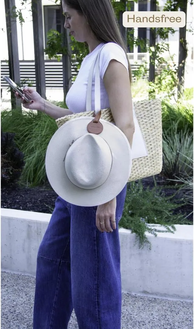 Magnetic Hat Clip for Travel on Bag, Leather Hat Holder for Travel, Handbag Accessories, Beach Essentials, Cruise Essentials