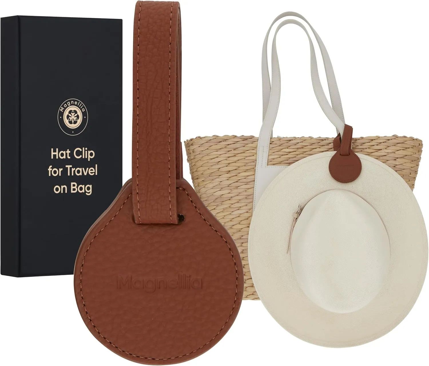 Magnetic Hat Clip for Travel on Bag, Leather Hat Holder for Travel, Handbag Accessories, Beach Essentials, Cruise Essentials