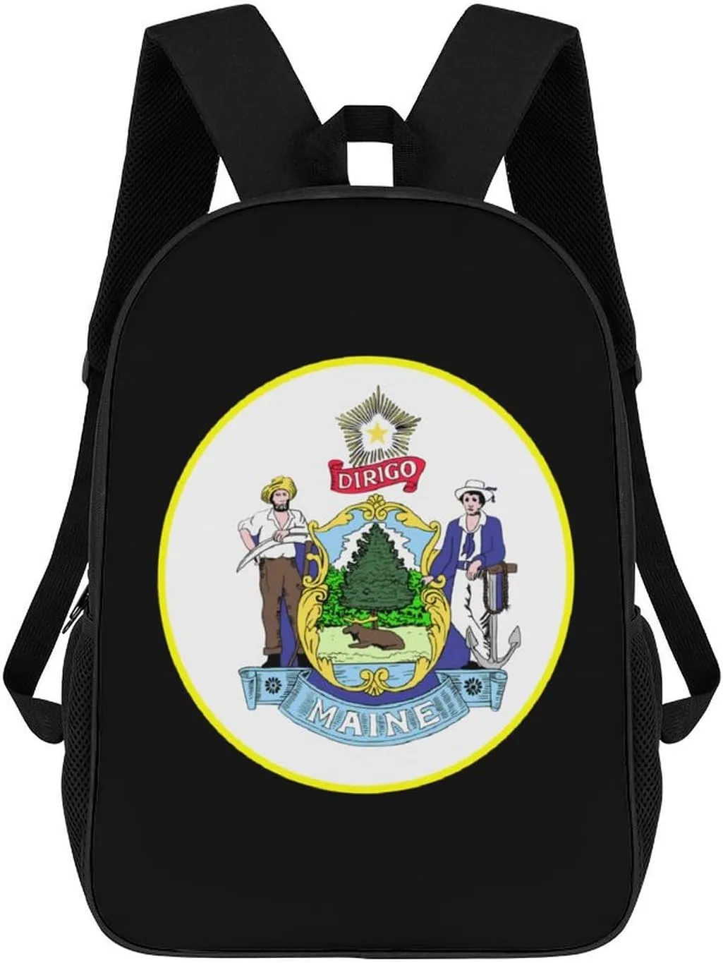 Maine State Emblem 17 Inches Travel Backpacks Funny Shoulder Bag Lightweight Daypack