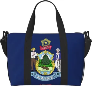 Maine State Flag Duffel Bags for Traveling, Lightweight Personal Item Travel Bags for Women, Gym Bags for Men