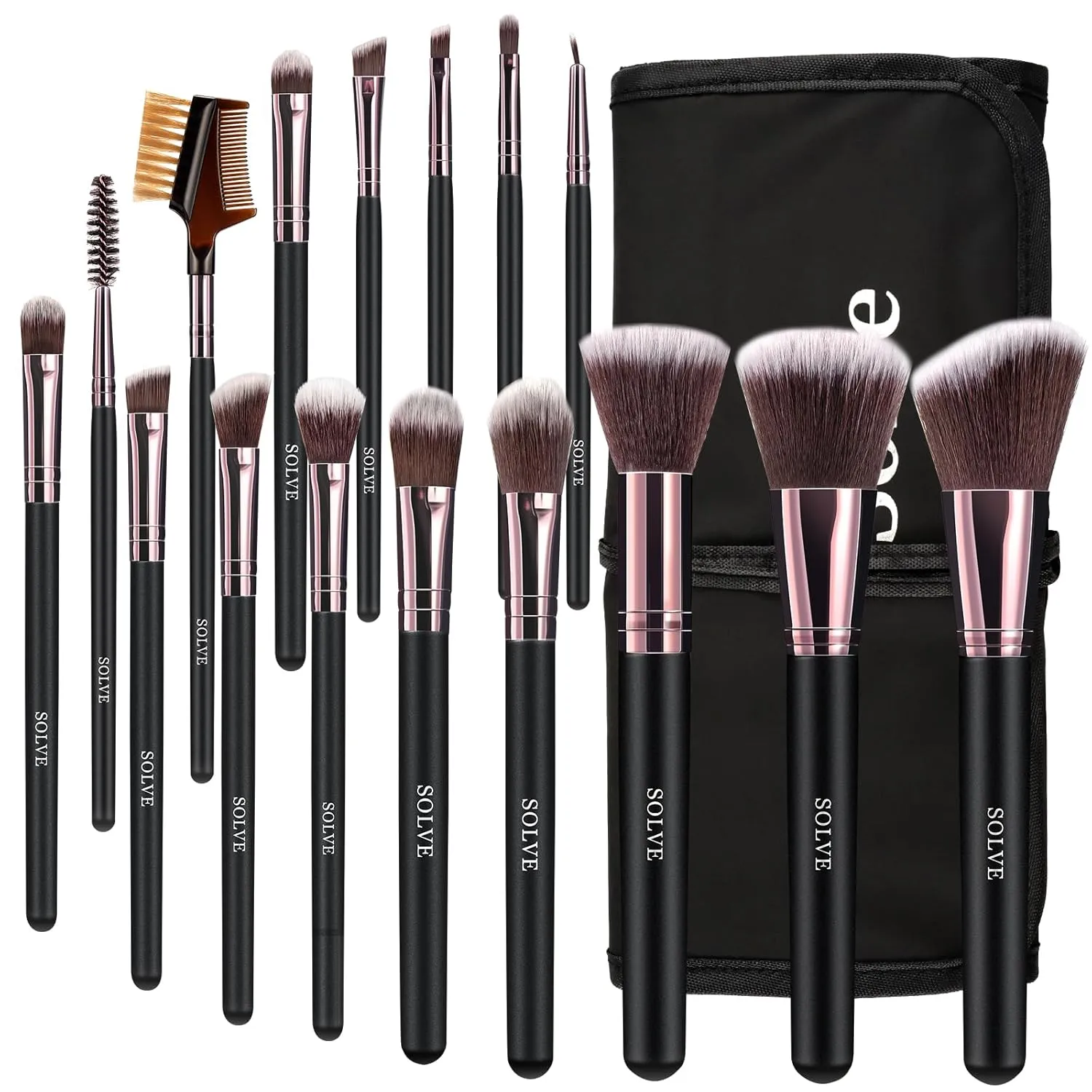 Makeup Brushes SOLVE Premium Synthetic Foundation Powder Concealers Eye Shadows Makeup 16 Pcs Brush Set, Rose Golden