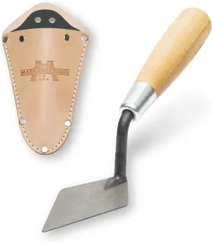 MARSHALLTOWN Archaeology Pointing Trowels, Wood Trowel Handle, 51mm Width, 102mm Length, With Leather Holster, London Pointing Trowel, Heavy-Duty, Made in the USA, ATH114S
