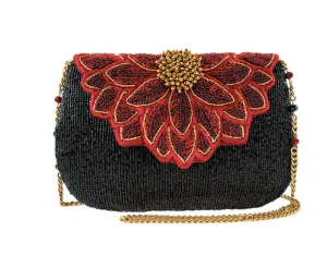 Mary Frances Crimson Bloom Crossbody Handbag