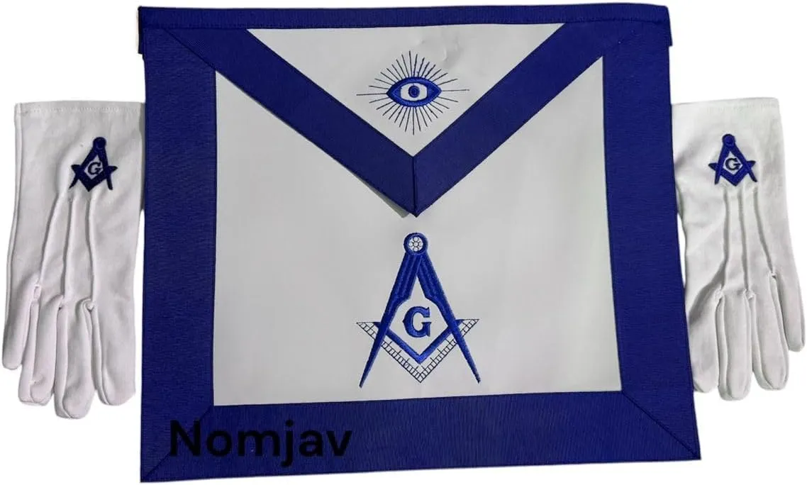 Masonic Blue Lodge Master Mason Apron embroidery with faux leather