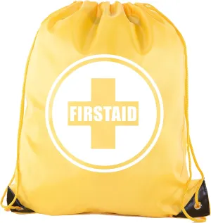 Mato & Hash First Aid Backpack Drawstring Medical Bag for Emergencies or Epi Pen & Medicine - 10PK Athletic Gold CA2500FirstAid S1