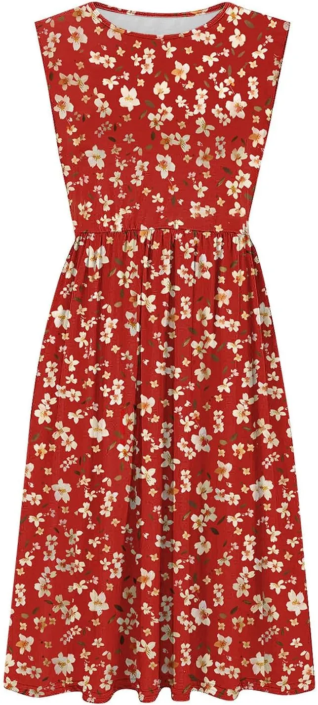 Maxi Dress for Women Sleeveless Spring Summer Dresses A Line Floral Dress Beach Vacation Sundress Cruise Outfits