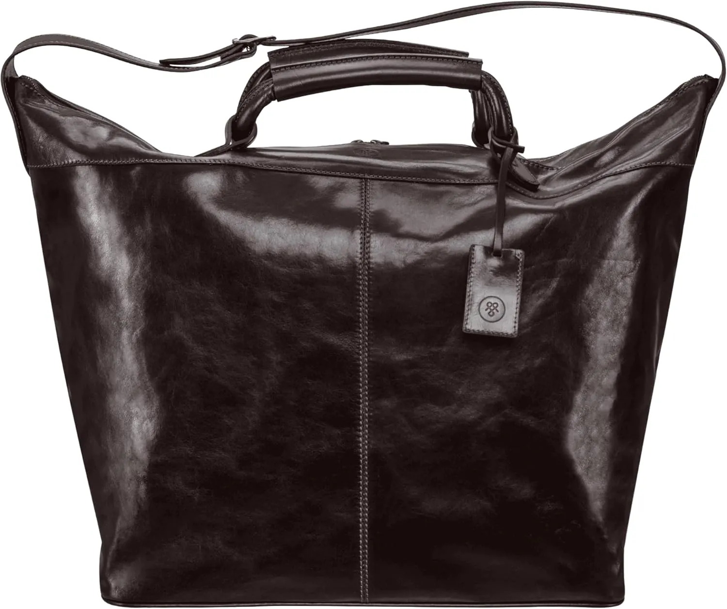Maxwell Scott - Womens Luxury Leather Travel Luggage Bag with Shoulder Strap and Twin Handles - The Fabrizio Dark Brown