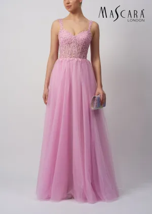 MC11347 EMBELLISHED TULLE DRESS PINK