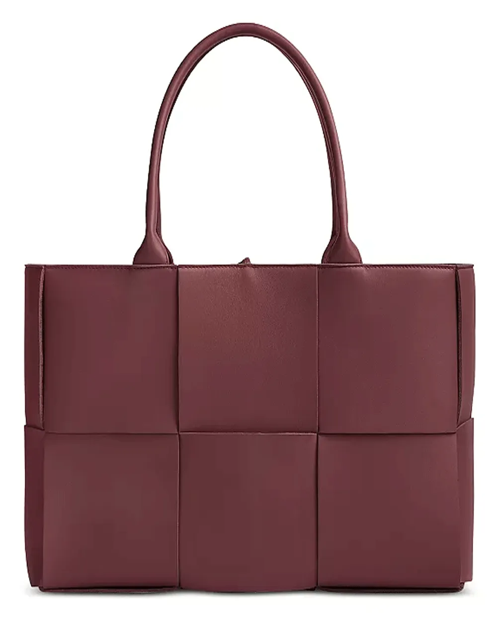 Medium Arco Woven Leather Tote in Barolo