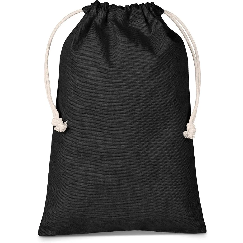 Medley Midi Cotton Drawstring Pouch Black