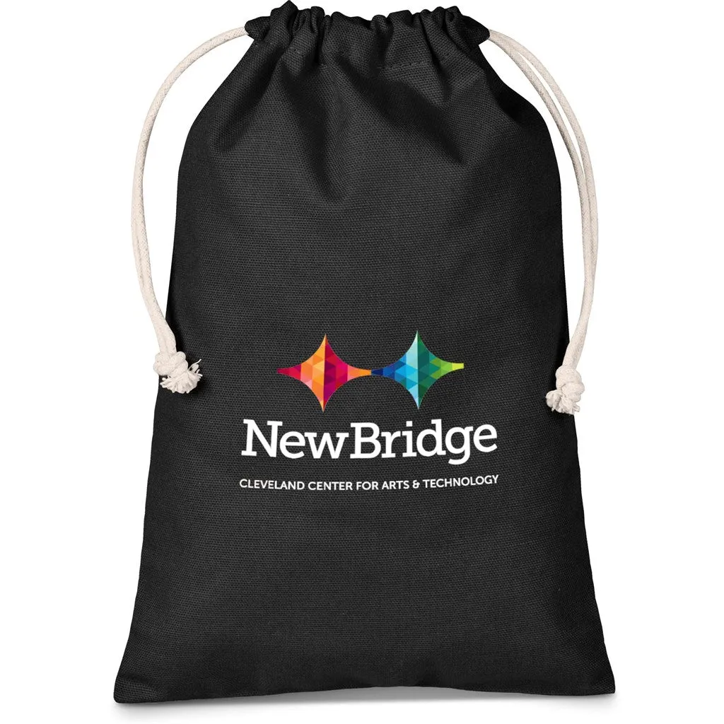 Medley Midi Cotton Drawstring Pouch Black