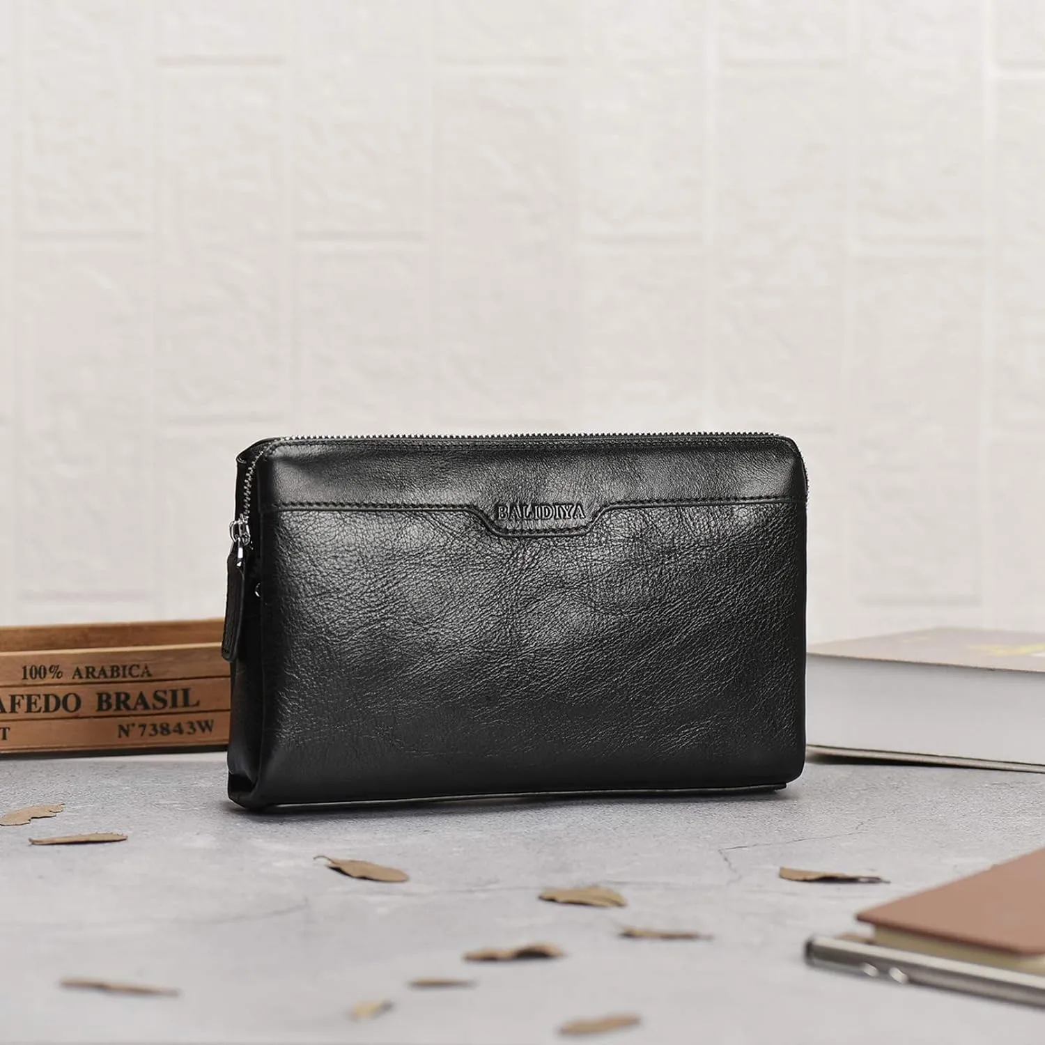 Men Clutch Bags Genuine Leather Purse Wallet Large Capacity Business Card Organizer Purse…