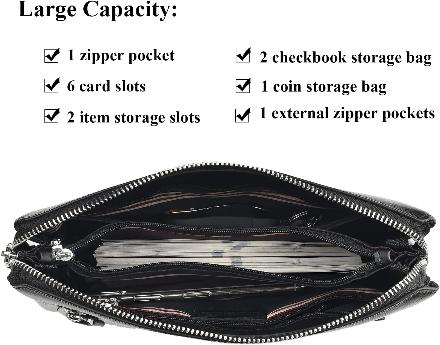 Men Clutch Bags Genuine Leather Purse Wallet Large Capacity Business Card Organizer Purse…