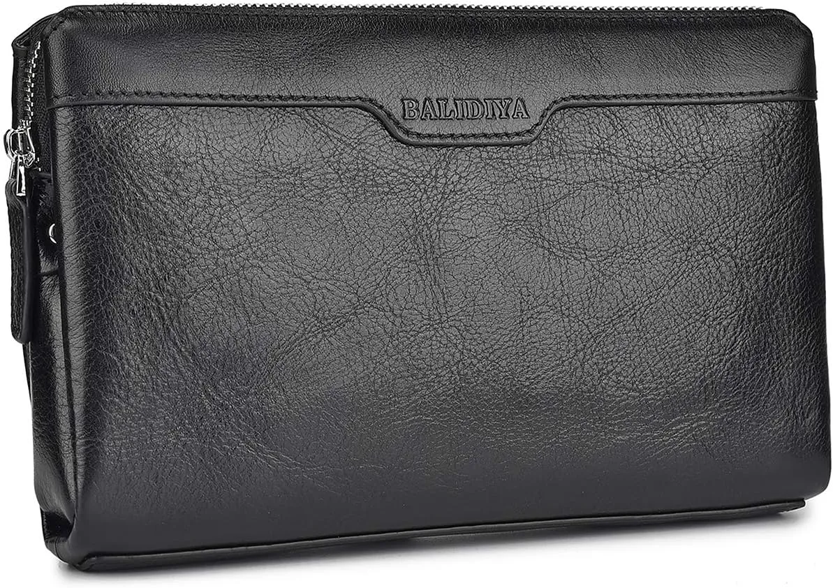 Men Clutch Bags Genuine Leather Purse Wallet Large Capacity Business Card Organizer Purse…