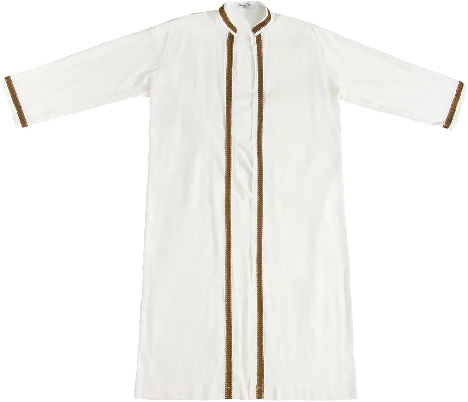 Men's Arab Muslim Kaftan Gold Embroidery Islamic Saudi Thobe Stand Collar Long Sleeve Open Front Robe Middle East Dubai Dress