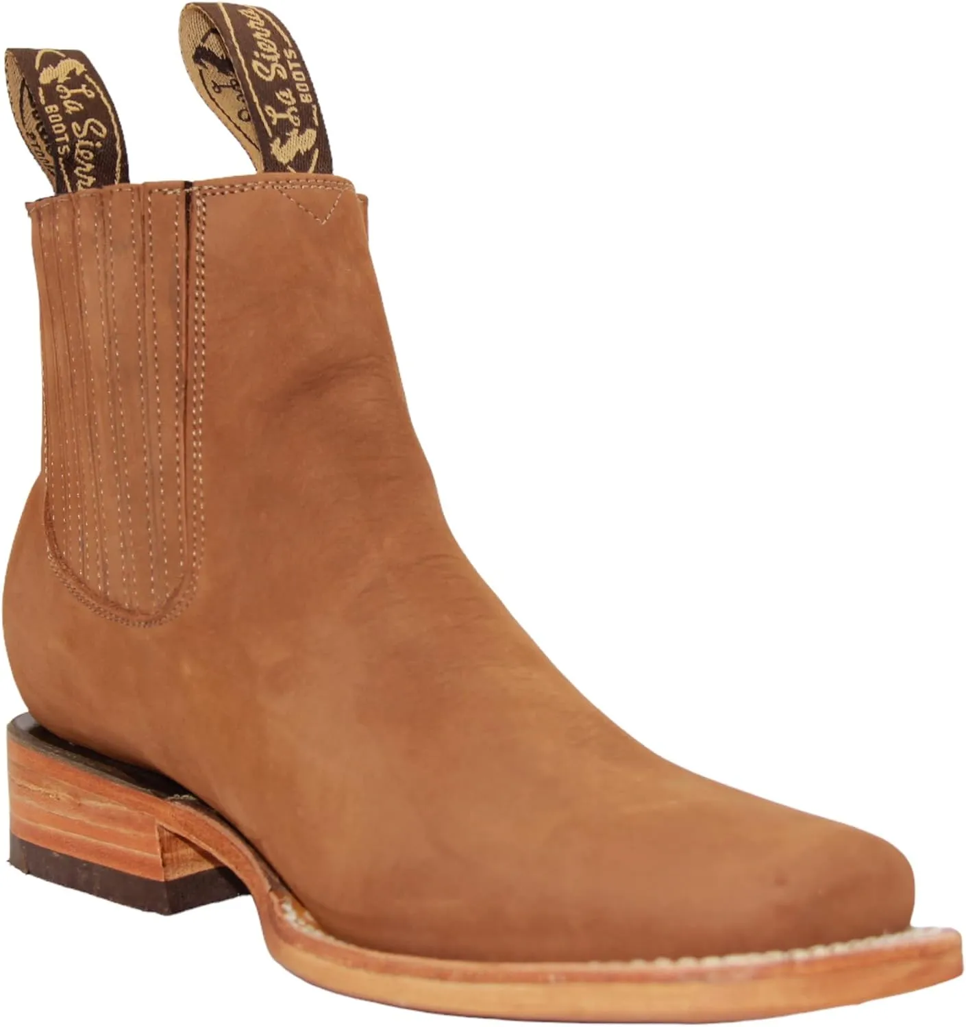 Men's Genuine Leather Square Toe Short Ankle Rodeo Cowboy Boot