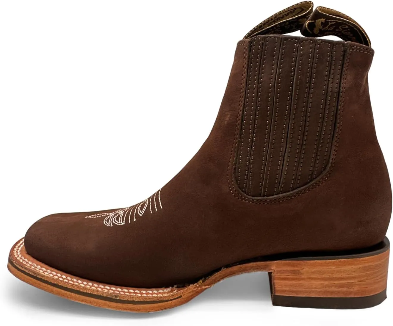 Men's Genuine Leather Square Toe Short Ankle Rodeo Cowboy Boot