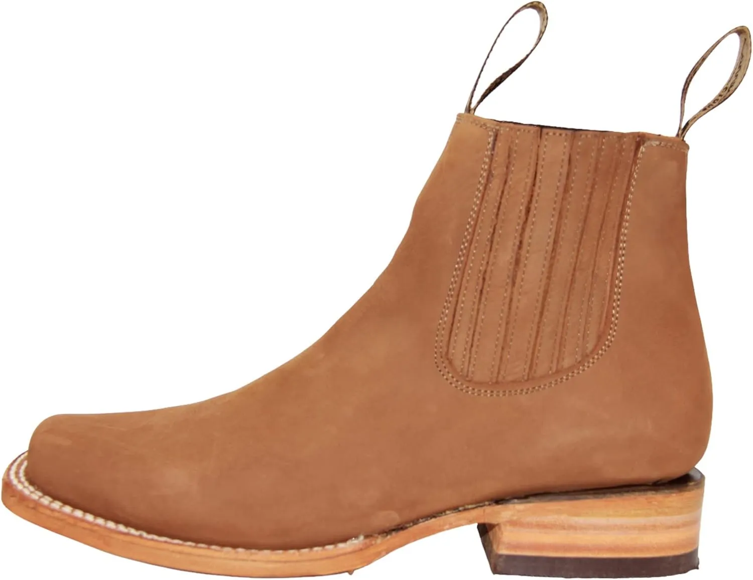 Men's Genuine Leather Square Toe Short Ankle Rodeo Cowboy Boot